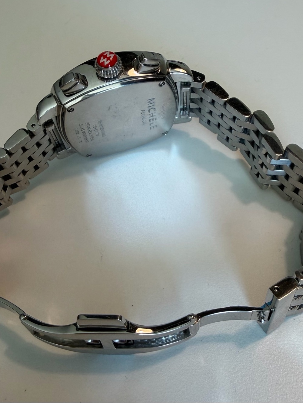Michele Silver-Tone Stainless Steel Chronograph Watch with White Dial - Picture 9 of 12